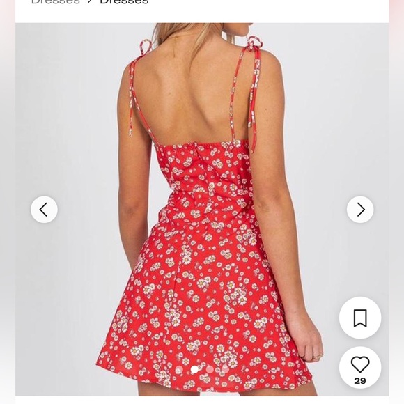 Princess Polly Floral Red Summer Dress Size 2/XS - Picture 3 of 9